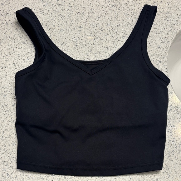 Gottex Tops - Black V-Neck Cropped Tank Top with built in bra